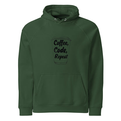 Coffee Code Repeat Unisex organic cotton hoodie