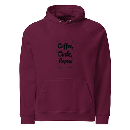 Coffee Code Repeat Unisex organic cotton hoodie